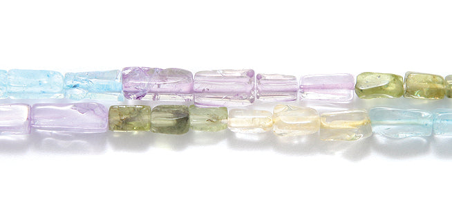 55ST622-P: Multi Quartz Pastel Rectangle 4x8-10mm 14"