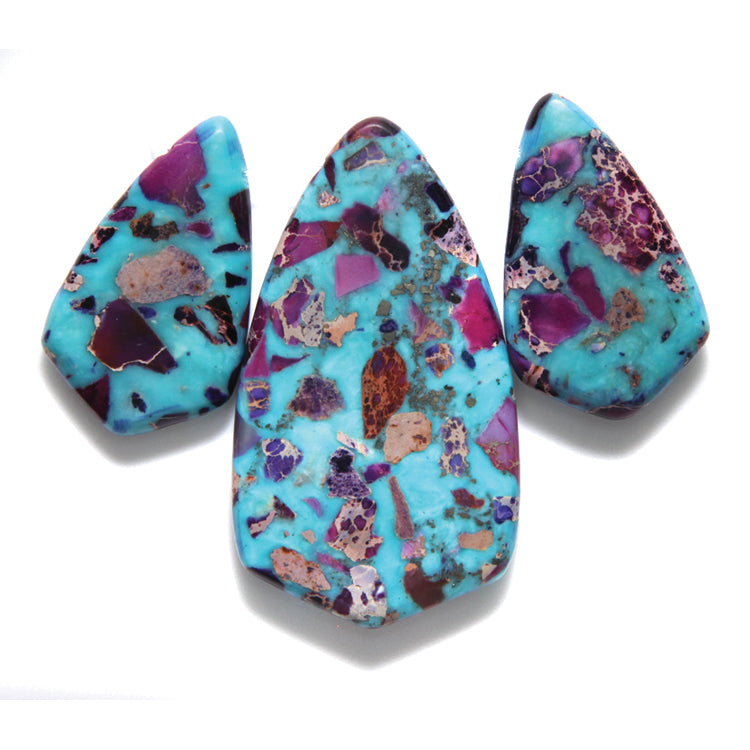 ST34-3: 3PC DropSE Mosaic Turquoise Purple 33-50mm