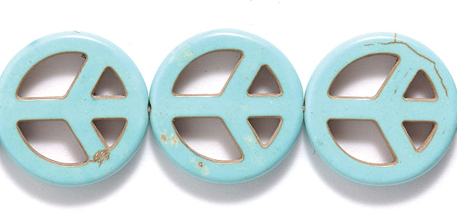 ST633-20: Magnesite Peace Sign Turquoise 20mm