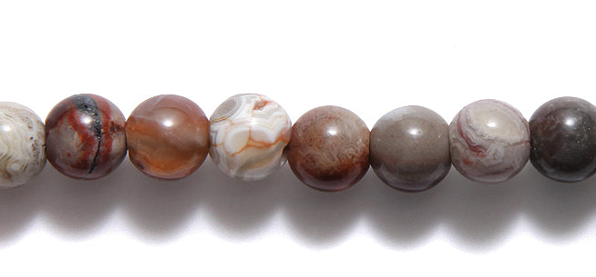 8ST412-M2: Mexican Laguna Agate Round 8mm 2mm ID 8in