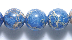 8ST226: Aqua Terra Jasper Round Dark Blue 8-9mm