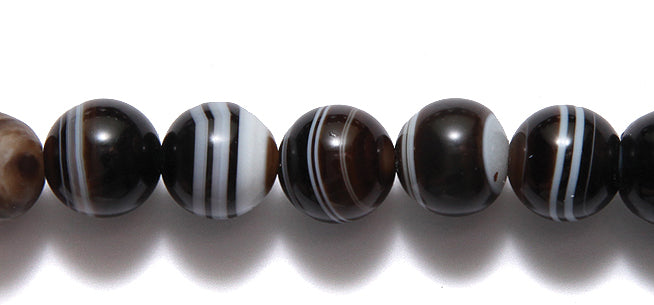 10ST458: Black Banded Agate Round 10mm