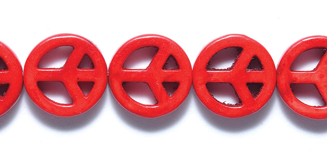 ST633-15R: Peace Sign Red 15mm