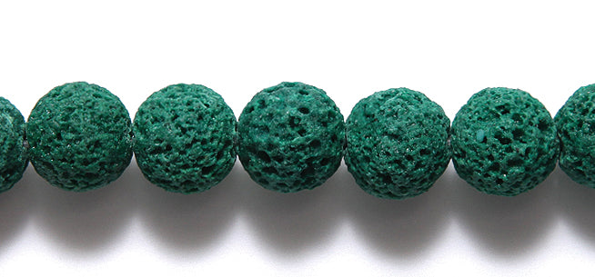 ST5702-10E: Emerald Lava Rock Unwaxed 10mm