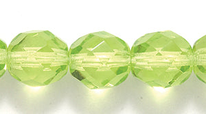 8FC281R: CZ FACET RD Trans Peridot/olive 8mm-50PC