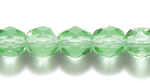 6FC281-3: CZ FACET RD TRANS LT Green 6MM-600PC