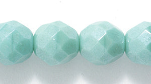 8FC385R: CZ FACET RD Opaque Turquoise Green Luster 8mm-25PC