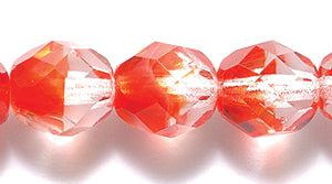 8FC5204R: CZ FACET RD 2 Tone Crystal/ruby 8mm-50PC