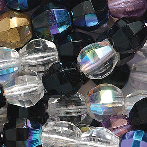 7FA9000-JR: CZ Faceted Round Mix Colors Effects 7mm-50PC