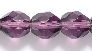 8FC297-5R: CZ FACET RD Trans LT Plum 8mm-50PC