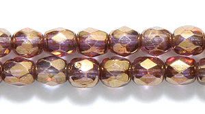 4FC212-55R: CZ FACET RD Brown Marble On Crystal 4mm-100PC