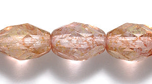 33FC092R: CZ Faceted Oval Pink Picasso On Crystal 10x7mm-25PC