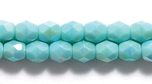 4FC585-OPR: FACET RD Opaque Turquoise Green AB 4mm-100PC