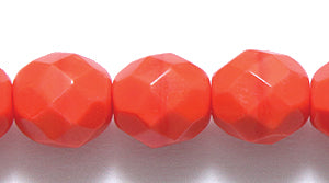 8FC136-5R: CZ FACET RD Opaque MED DK Coral 8mm-25PC