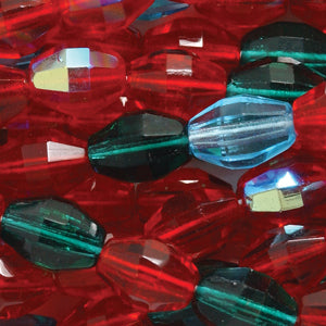 32FD999-QR: CZ Square Faceted Oval Ruby/aqua/emerald 6x8mm-40PC