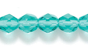 6FC285R: CZ FACET RD Trans Aqua Green 6mm-50PC