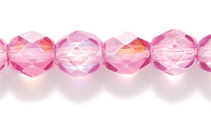 6FC594-DACR: CZ FACET RD Rose Pink Coated AB 6mm-50PC