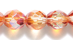 8FC512-HO: CZ FACET RD Crystal Orange AB 8mm-250PC