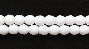 3FC112R: Czech Faceted Round Opaque White 3mm - - 100 Piece Pack