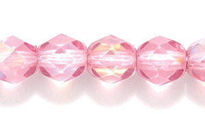 6FC594-ACR: CZ FACET RD DK Rose Pink Coated AB 6mm-50PC