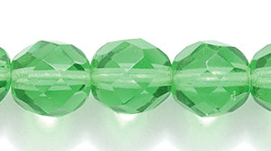 8FC284-2R: CZ FACET RD Trans LT Christmas Green 8mm-25PC