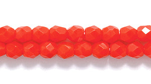 3FC144R: Czech Faceted Round Opaque Medium Red 3mm - - 100 Piece Pack