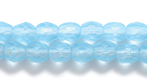 4FC263-MR: CZ FACET RD Trans LT MED Aqua Matte 4mm-100PC