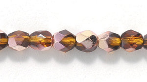 4FC256-HGR: CZ FACET RD Topaz Half Golden Copper 4mm-100PC