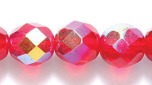 8FC545R: CZ Faceted DK Ruby AB 8mm 25PC