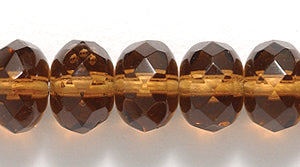 77FR257-3R: CZ Faceted Rondelle Trans DK Smoke Topaz 6x9mm-50PC