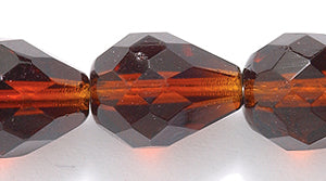 46FC256-2JR: CZ Faceted Drop Trans DKer Topaz 10x13mm-25PC