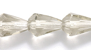 48FC203R: CZ Faceted Drop Trans LT Grey 7x10mm-25PC