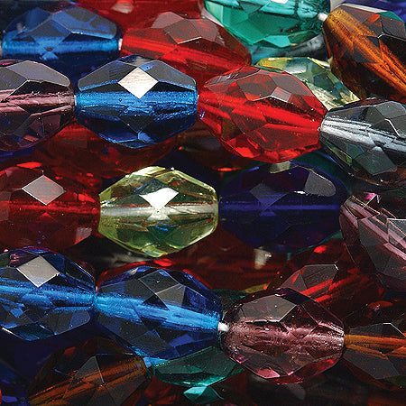 38FC9025R: Faceted Oval Jewel Tone Mix 12x9mm-20PC