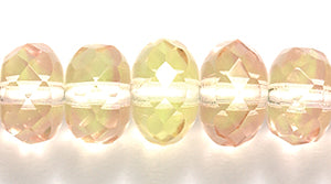 77FR5292R: CZ Faceted Rondelle 2 Tone Jonquill Pink 9mm-50PC