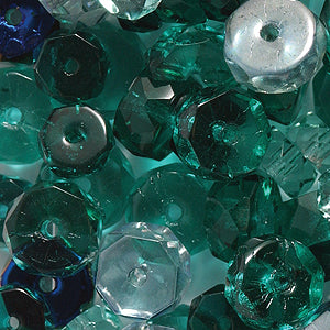 70FC9049R: Faceted Disc Emerald/emrald Azuro Mix-82PC