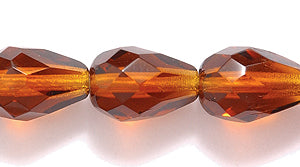 46FC256R: CZ Faceted Drop DK Trans Topaz 7x10mm-25PC