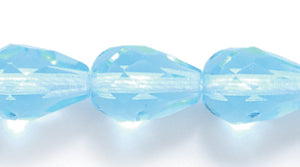 46FC263R: CZ Faceted Drop Trans MED Aqua 7x10mm-25PC