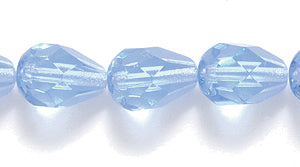 44FC273R: CZ Faceted Drop Trans LT Sapphire 6x8mm Loose-25PC