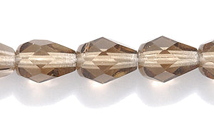 44FC206R: CZ Faceted Drop Trans DK Grey 6x8mm-25PC