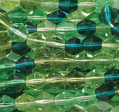 86FC9998R: CZ Faceted Diamond Green Mix 6mm-75PC