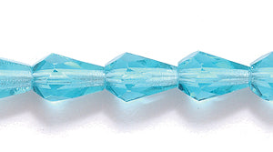 42FC285-D1R: CZ Faceted Drop Trans MED DK Aquamarine 5x7mm-50PC