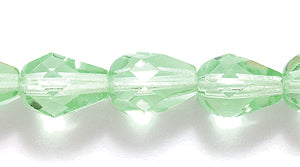 44FC281-3R: CZ Faceted Drop Trans LT Green 6x8mm-25PC