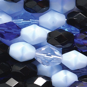 36FC9035R: CZ Faceted Oval Mix Black/blue/sapphire 6x8mm-50PC