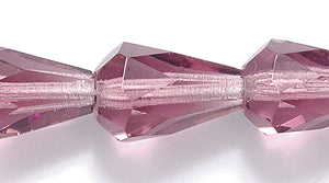 49FC297R: CZ Faceted Drop Trans MED Amethyst 8x12mm-25PC