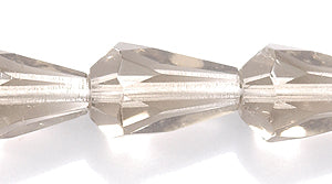 49FC205R: CZ Faceted Drop Trans Grey 8x12mm-25PC