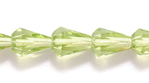 41FC281-2R: CZ Faceted Drop Trans Pale LT Peridot 5x7mm-50PC