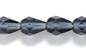 44FC269R: CZ Faceted Drop Trans Smoke Grey 6x8mm-25PC