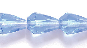 48FC273R: CZ Faceted Drop Trans MED LT Sapphire 7x10mm-25PC