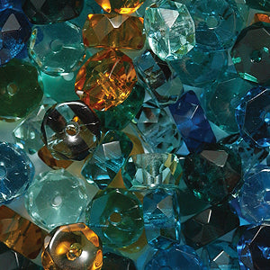 70FC9047R: Faceted Disc Aqua/emerald/topaz Mix-100PC