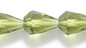 48FC283R: CZ Faceted Drop Trans Olive 7x10mm-25PC